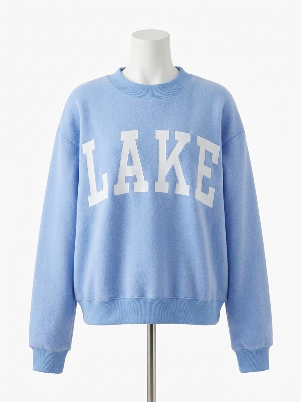 NEW BUCKETLIST beach & lake reversible mock-neck crop sweatshirt in blue